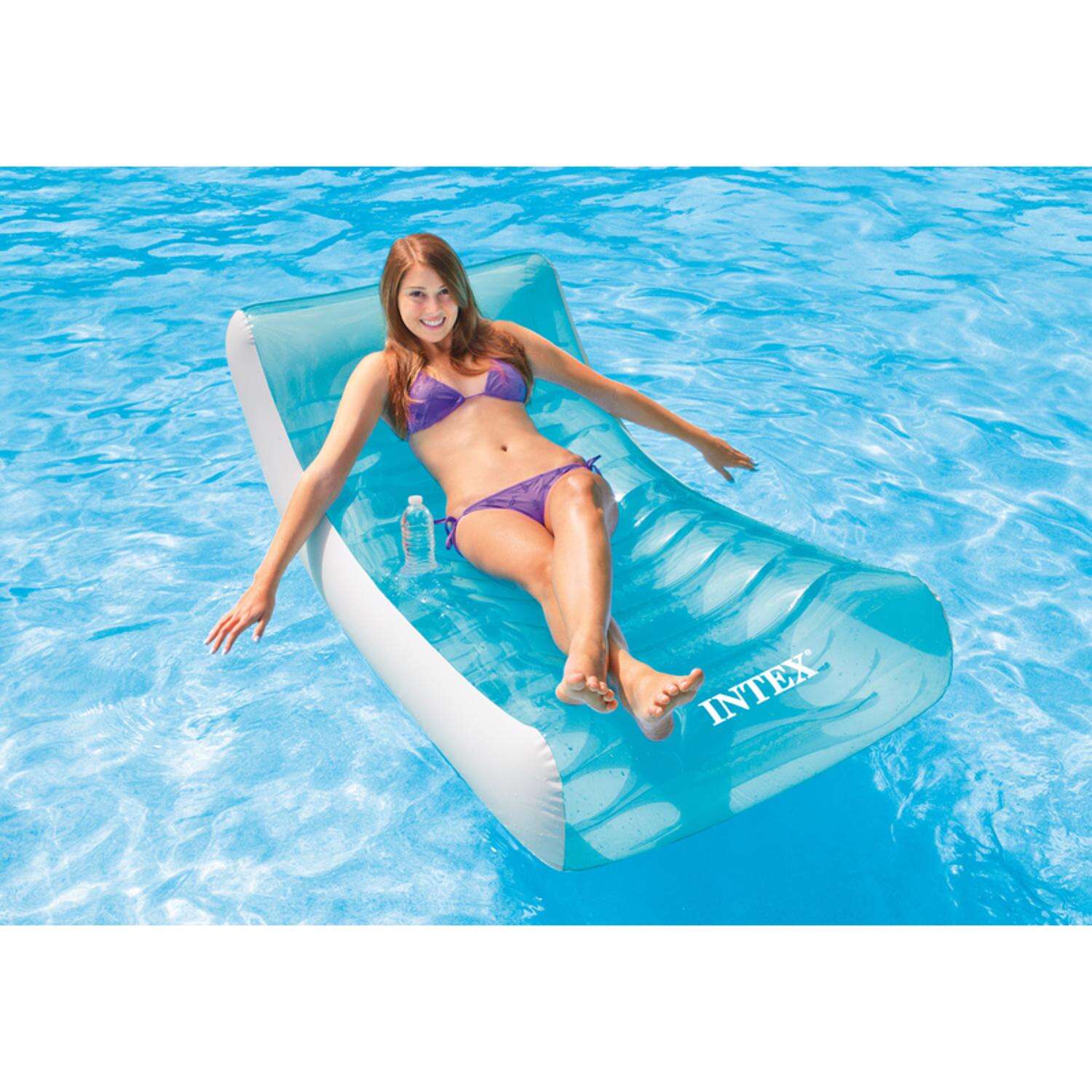 Intex Rockin Blue/White Vinyl Inflatable Lounge Pool Float