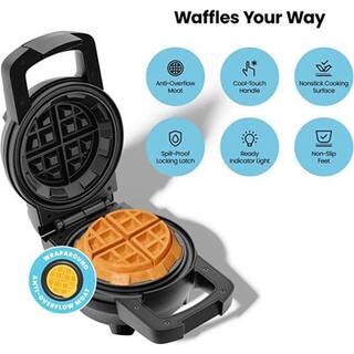 Chefman Belgian Deep Stuffed Waffle Maker Mess-Free Moat 5 in. Dia with Dual-Sided Heating Plates RJ04-S5