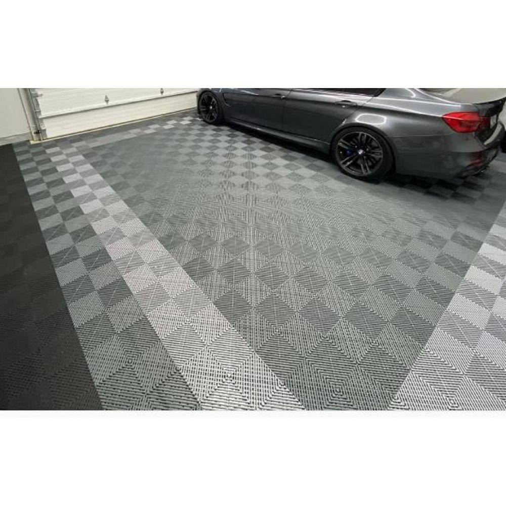 Swisstrax Ribtrax Smooth Home 12 in. W x 12 in. L Slate Gray Polypropylene Tile Flooring (10-Pack) HOME-RSH-SG-10