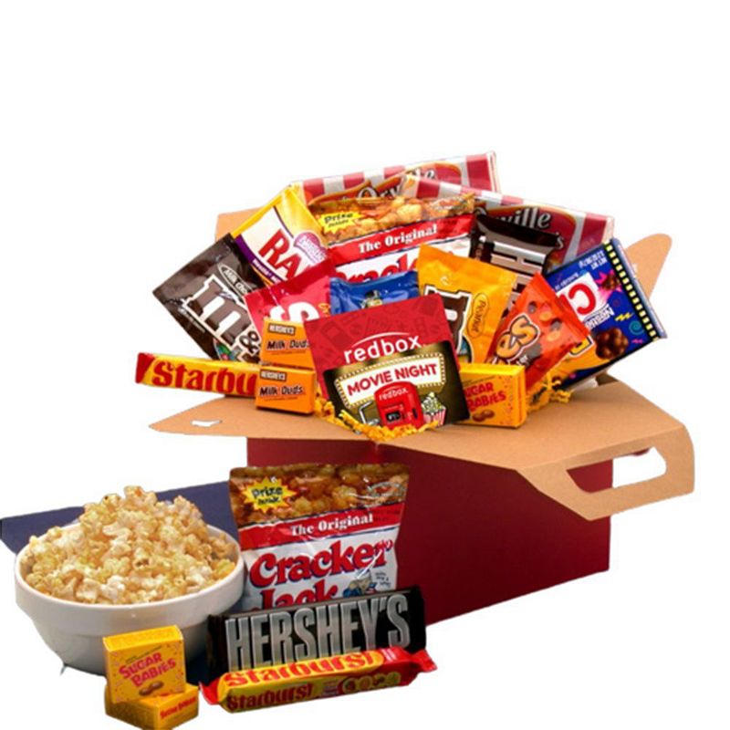 GBDS Blockbuster Night Movie Care Package with 10.00 Redbox Gift Card - movie night gift baskets