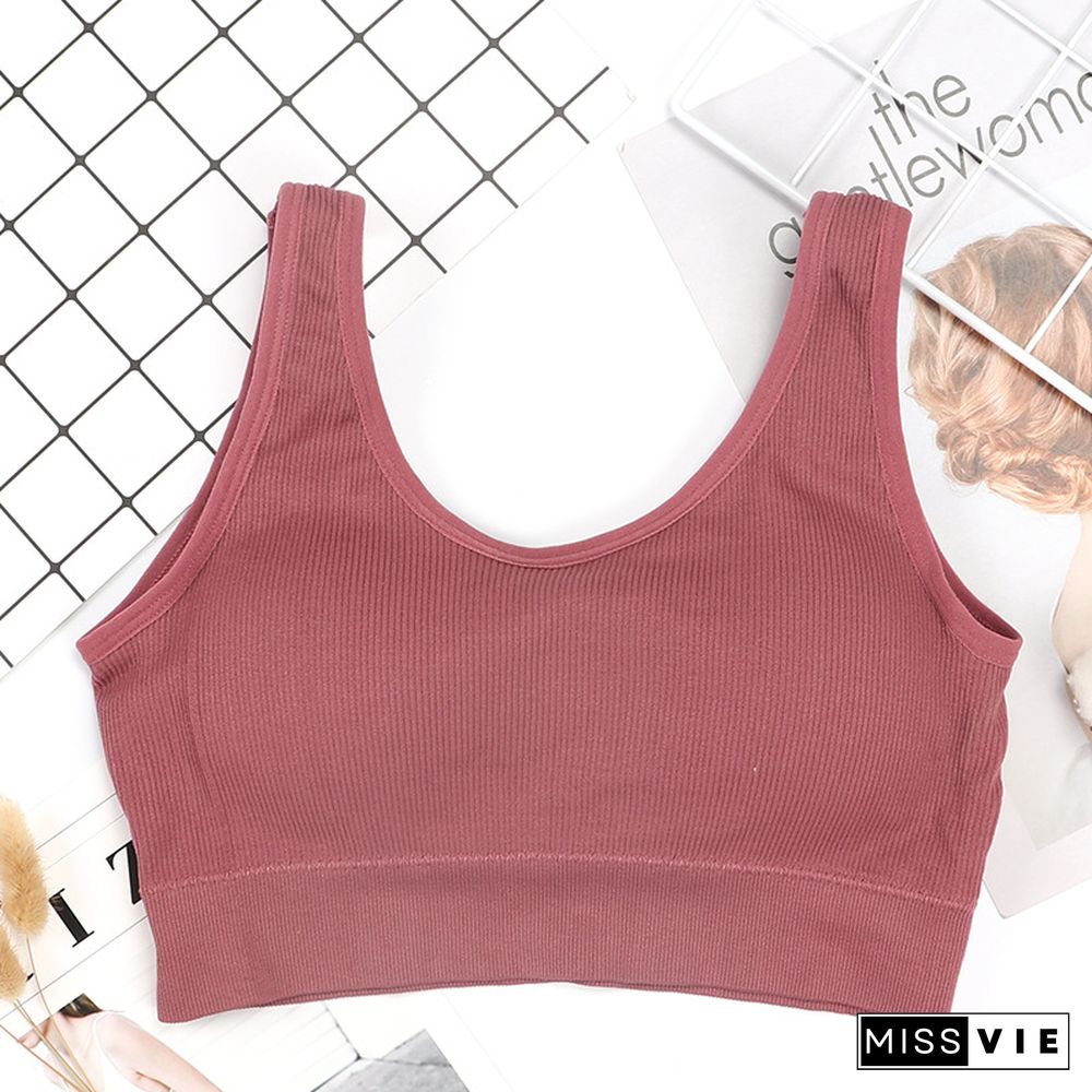 Women Tank Crop Top Seamless Sport Camisole Underwear Push Up Bra Sports Sleeveless Tops