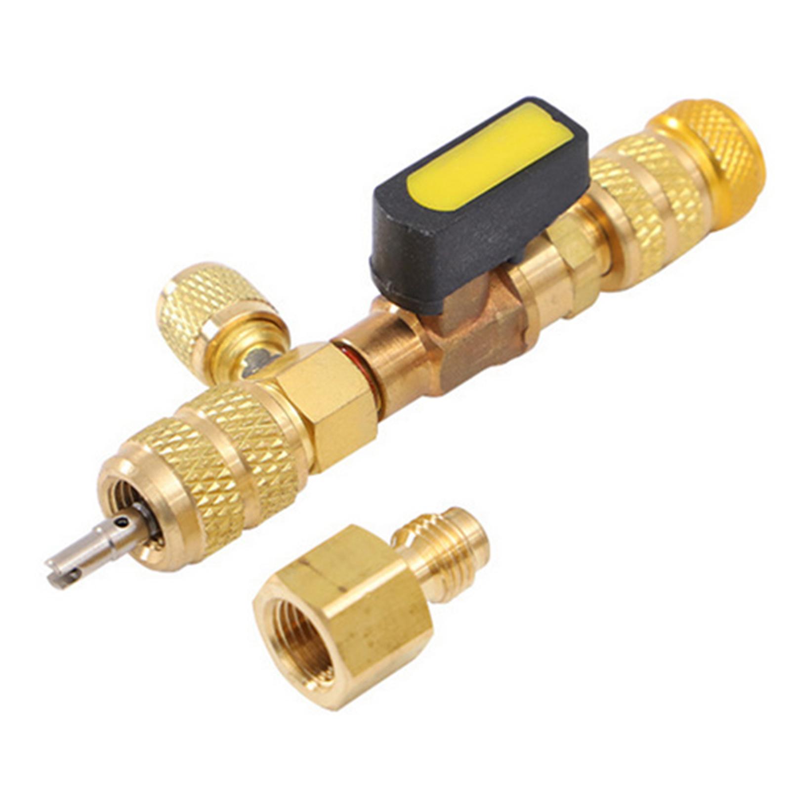 Gold Hvac Valve Core Remover Installation Tool Dual 1/4'' And 5/16'' Port With 10 Cores