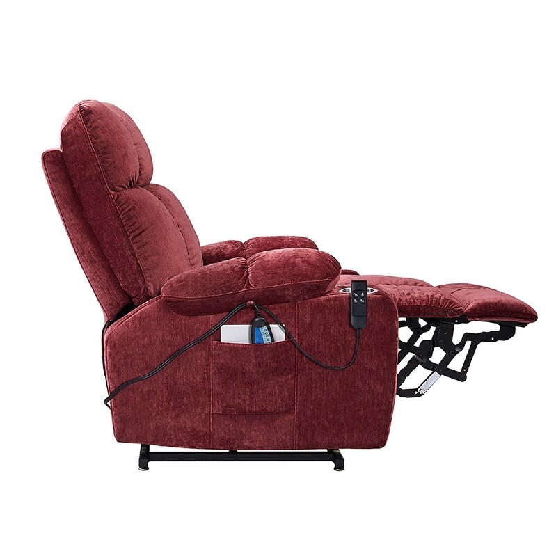 Dual Motor Power Lift Recliner  Fabric Recliner Sofa Chair for Elderly  180掳 Lay Flat Recliner with Heat and Massage Fuctions