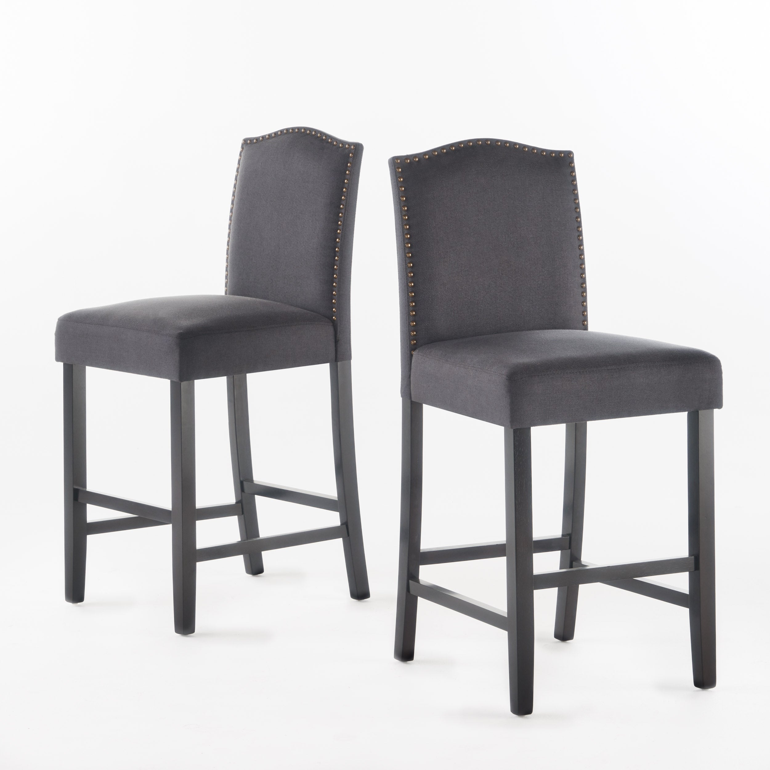 Kainu Dark Charoal Fabric Counter Stools, Set of 2