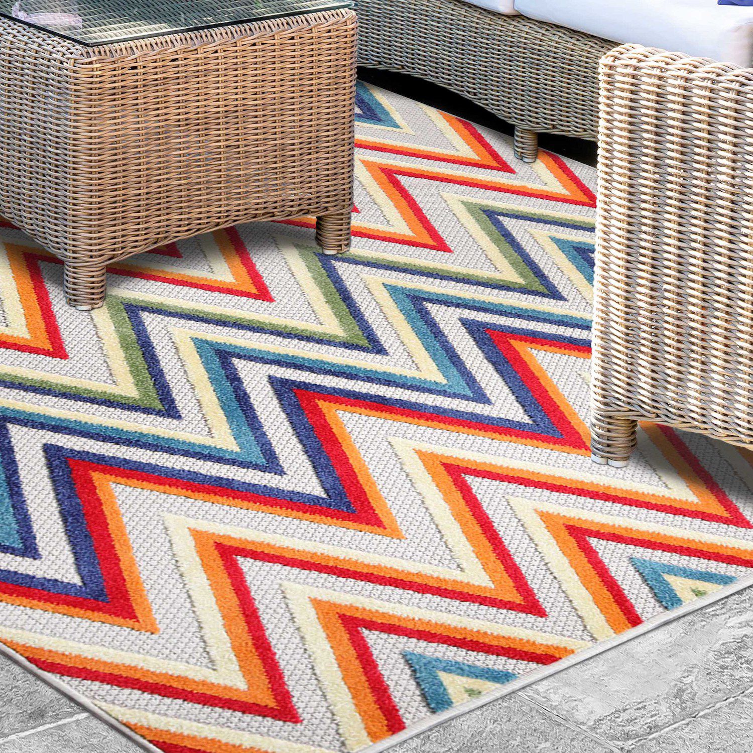 Superior Modern Zigzag Indoor/ Outdoor Area Rug