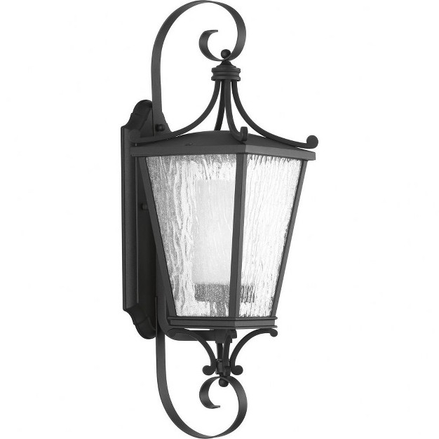 Progress Lighting Cadence 1 light Outdoor Wall Lantern In Black With Seeded Glass Shade