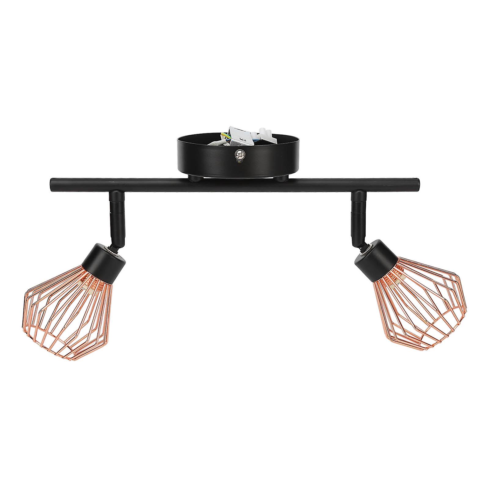 Track Lighting Kit 2 Rotatable Head Track Wall Ceiling Spotlight with Woven Cages for Kitchen Living Room