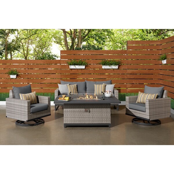 Milo Grey 4 Piece Sunbrella Outdoor Patio Motion Fire Set