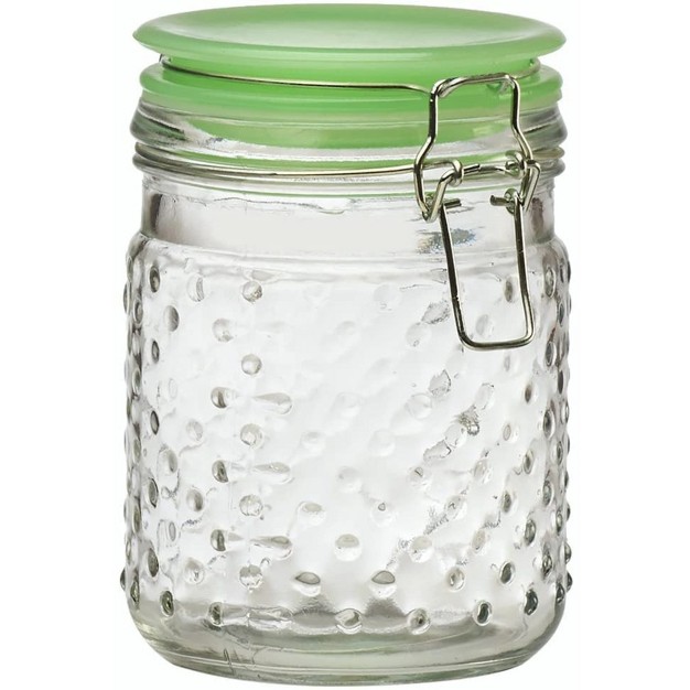 Amici Home Emma Jade Hobnail Glass Jar Set Of 2 Sizes Hermetic Airtight Lid For Store Dry Goods Flour Pasta Or Snack 24 amp 36 Ounce