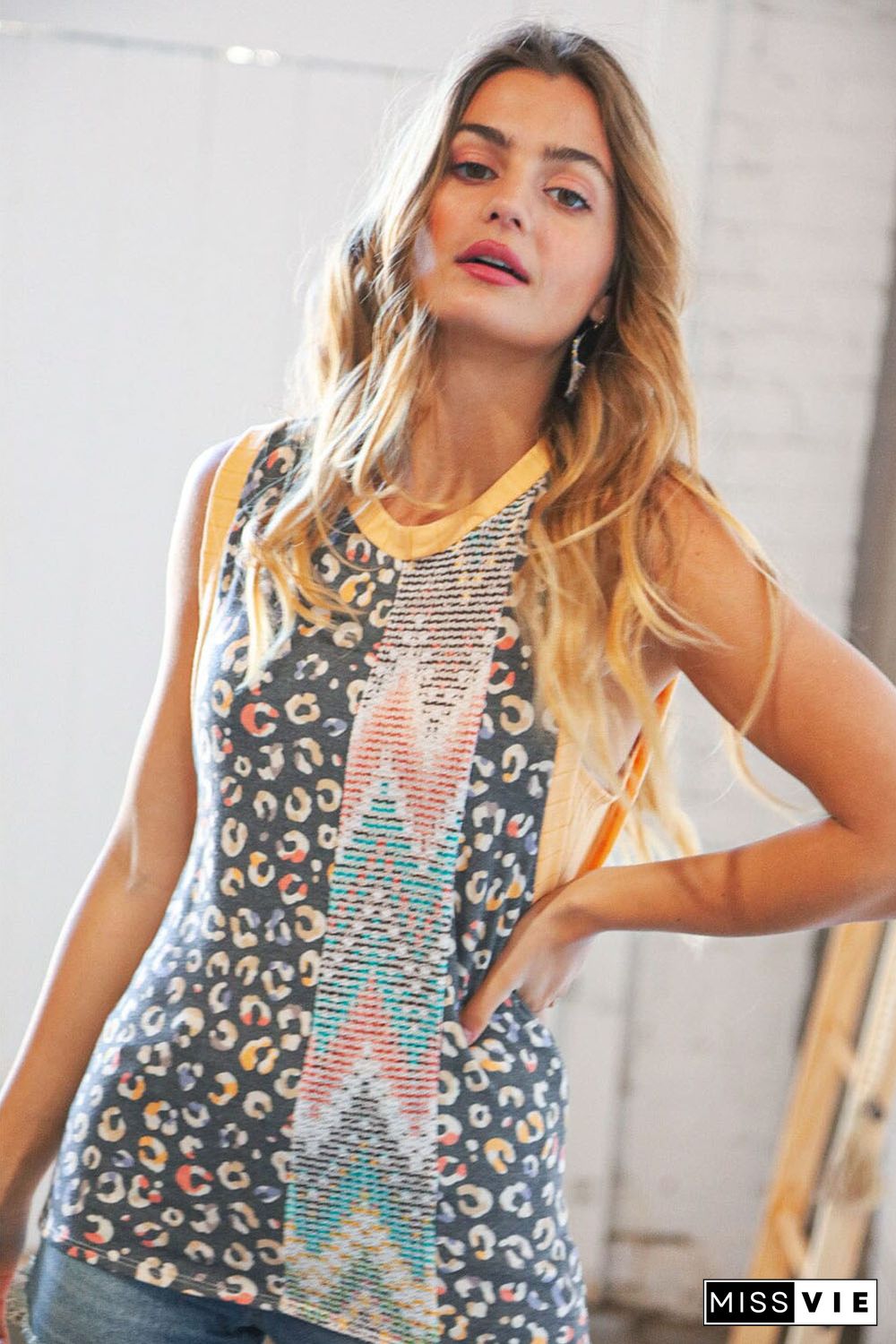 Leopard Chevron Print Tank Top