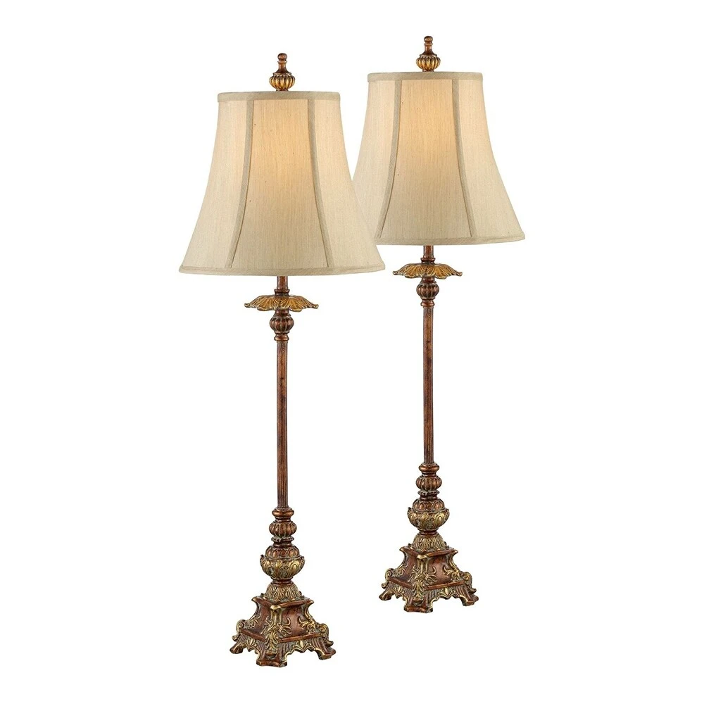 Set of 2 Traditional Buffet Table Lamps Light Bronze - 12