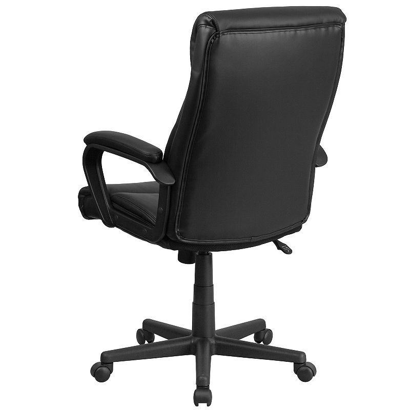 Emma and Oliver High Back Black LeatherSoft/Mesh Accent Swivel Office Chair with Arms