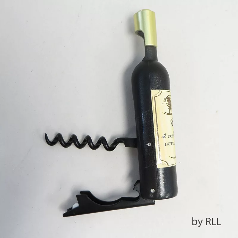 4.5 Black Gunmetal Bottle Shape Wine Corkscrew Bottle Opener