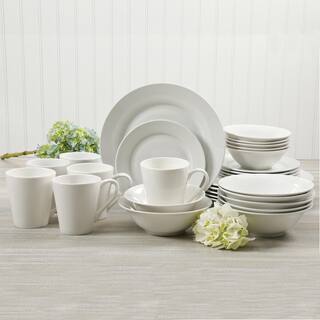 GIBSON HOME Noble Court 30-Piece Rustic White Ceramic Dinnerware Set (Service for 6) 985100536M