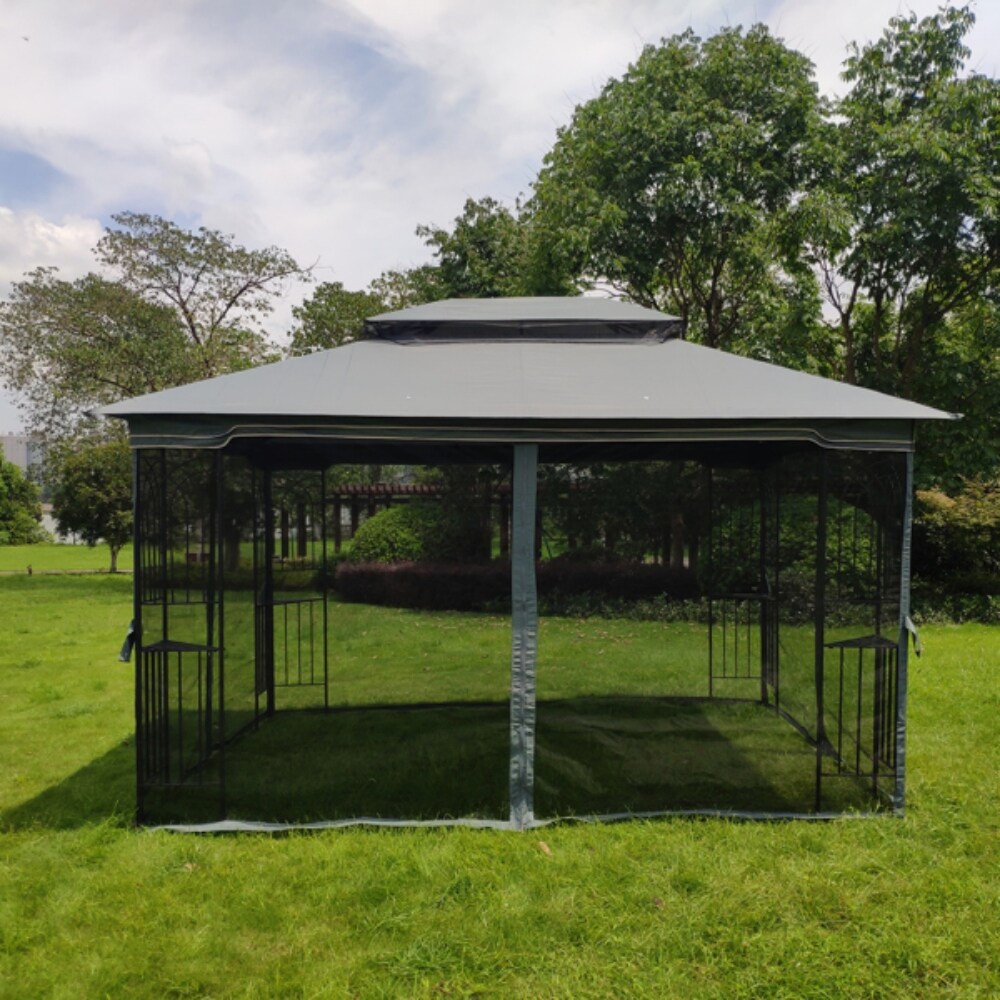 Outdoor Patio Gazebo Canopy Tent With Ventilated Double Roof And Mosquito Net  Suitable for Lawn