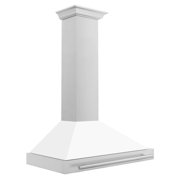 ZLINE Stainless Steel Range Hood with White Matte Shell and Stainless Steel Handle (KB4STX-WM)