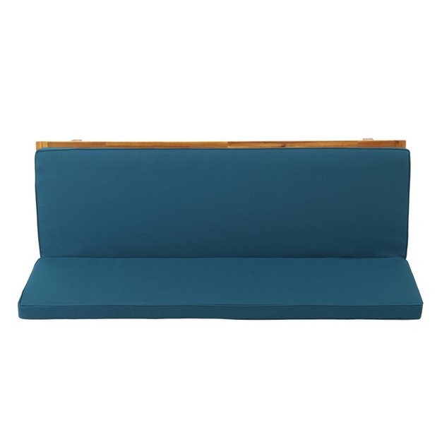 Jill Outdoor Acacia Wood Convertible Daybed With Cushions Teak dark Teal Christopher Knight Home