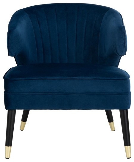 Zena Wingback Accent Chair Navy/Black   Midcentury   Armchairs And Accent Chairs   by V.S.D Furniture  Houzz