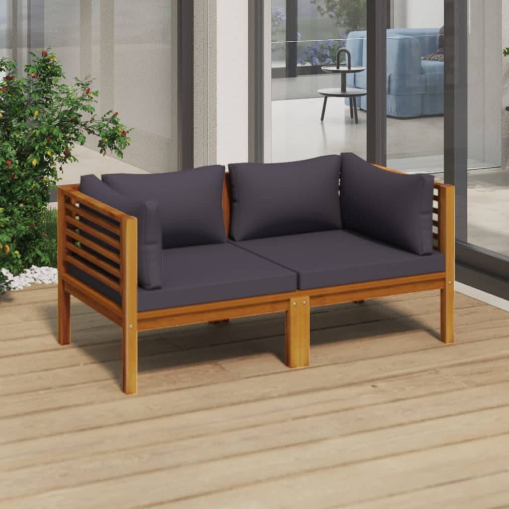 2-Seater Patio Sofa with Cushion Solid Acacia Wood - Overstock - 36079456