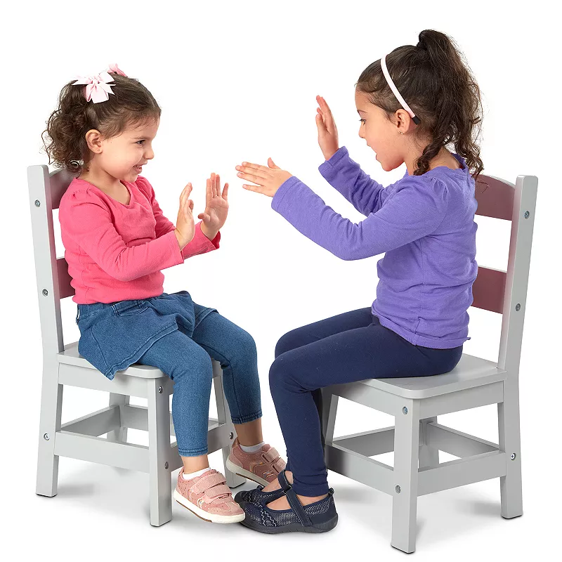 Melissa and Doug Kid's Furniture Wooden Chair Pair - Gray