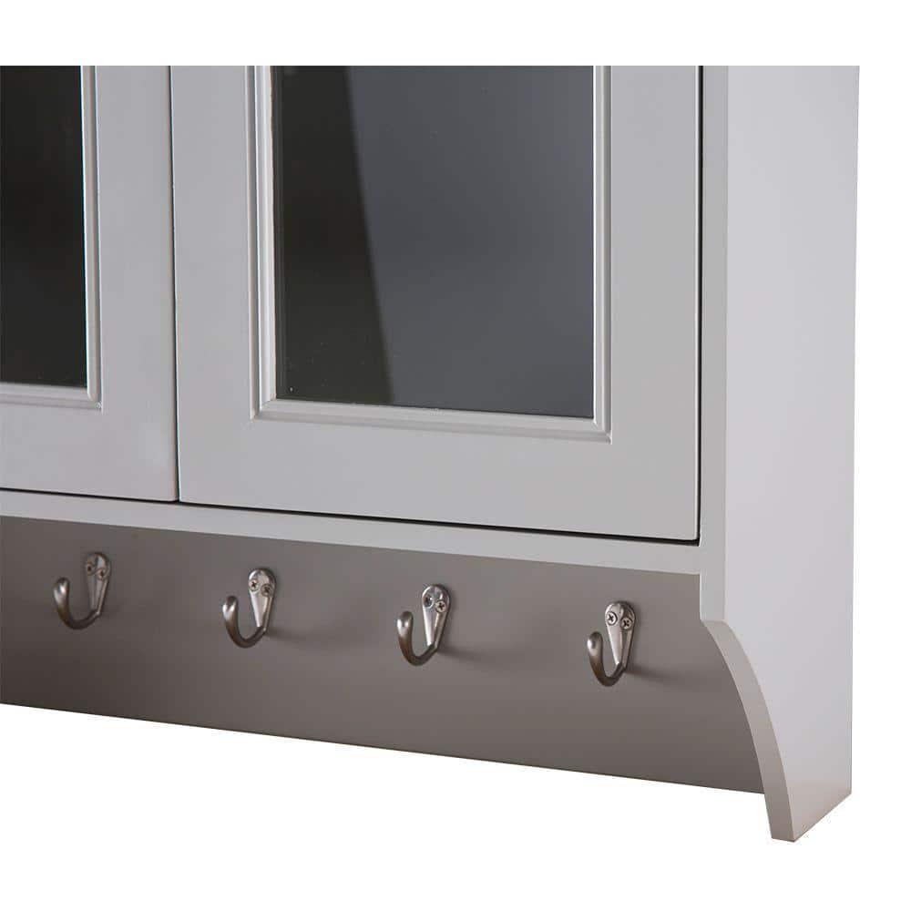 Home Decorators Collection Gazette 2312 in W x 31 in H x 712 in D Bathroom Storage Wall Cabinet with Glass Doors in Grey