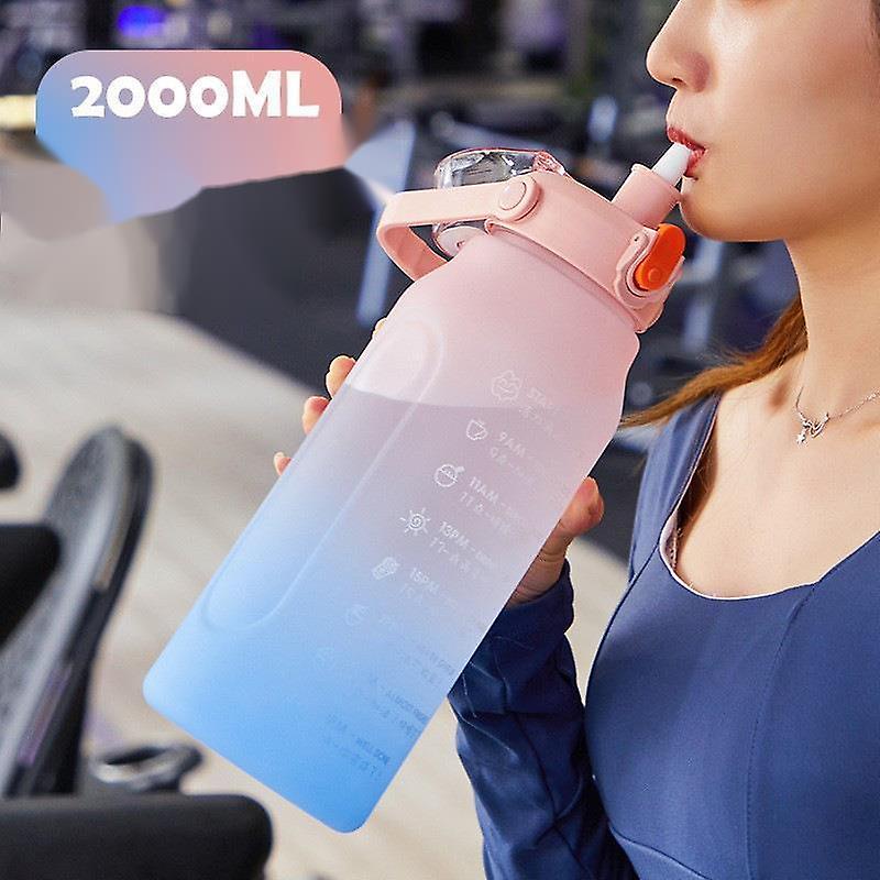 Large Capacity Straw Sports Cup High Color Outdoor Fitness Cup Color Kettle Frosted Gradient Color Cup