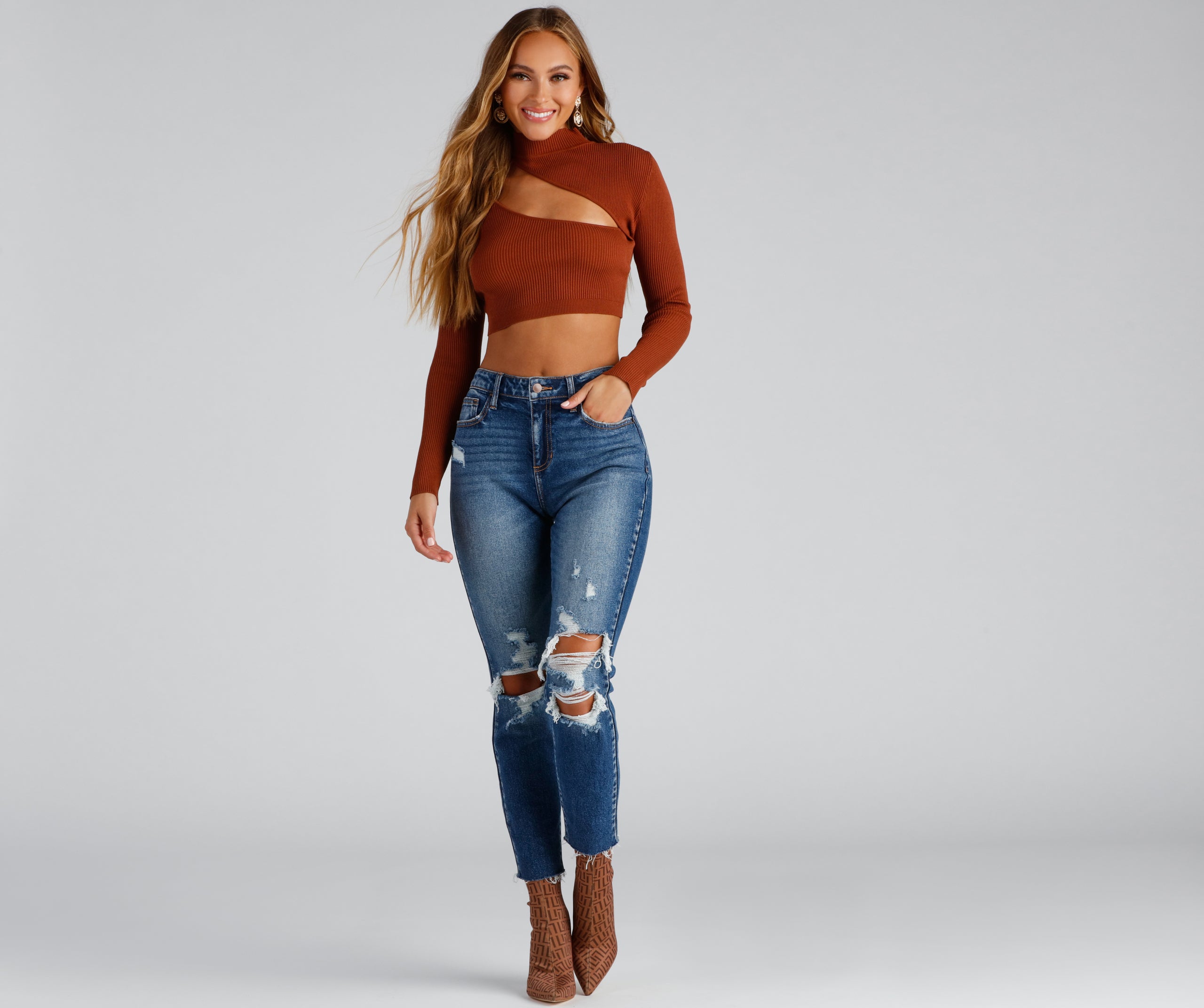 Bold Beauty Ribbed Cutout Crop Top