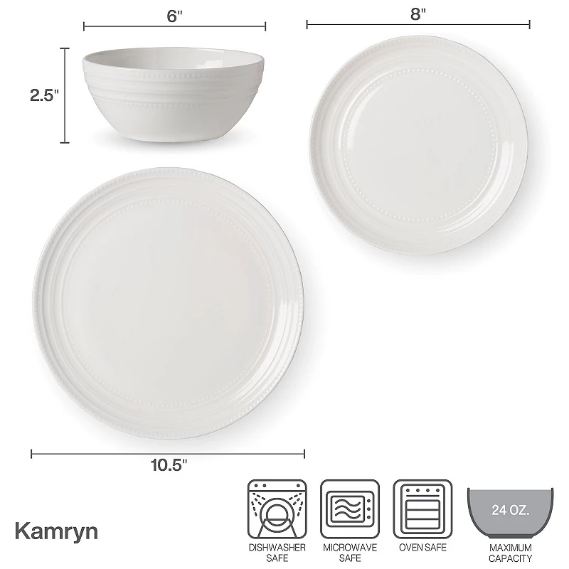 Mikasa Kamryn 12-Piece Vegan Bone Dinnerware Set