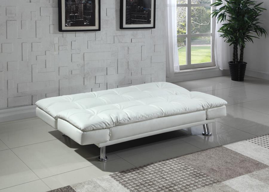 Dilleston Tufted Back Upholstered Sofa Bed White-300291