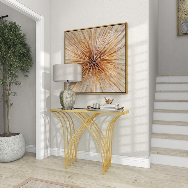 Gold Iron Modern Console Table 31 x 41 x 12 - 41 x 12 x 31