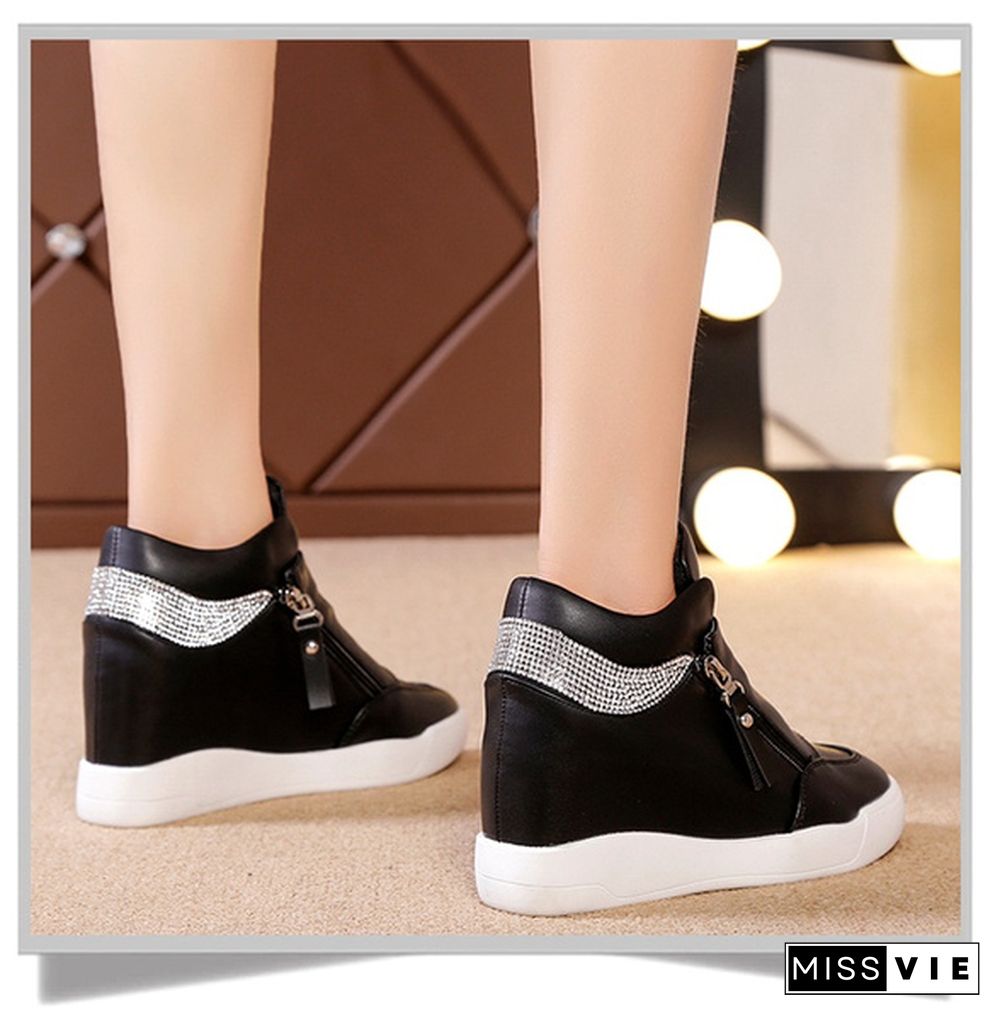 New Fashion High Quality Women's Small White Shoes High Heels Sneaker Sports Platform Shoes