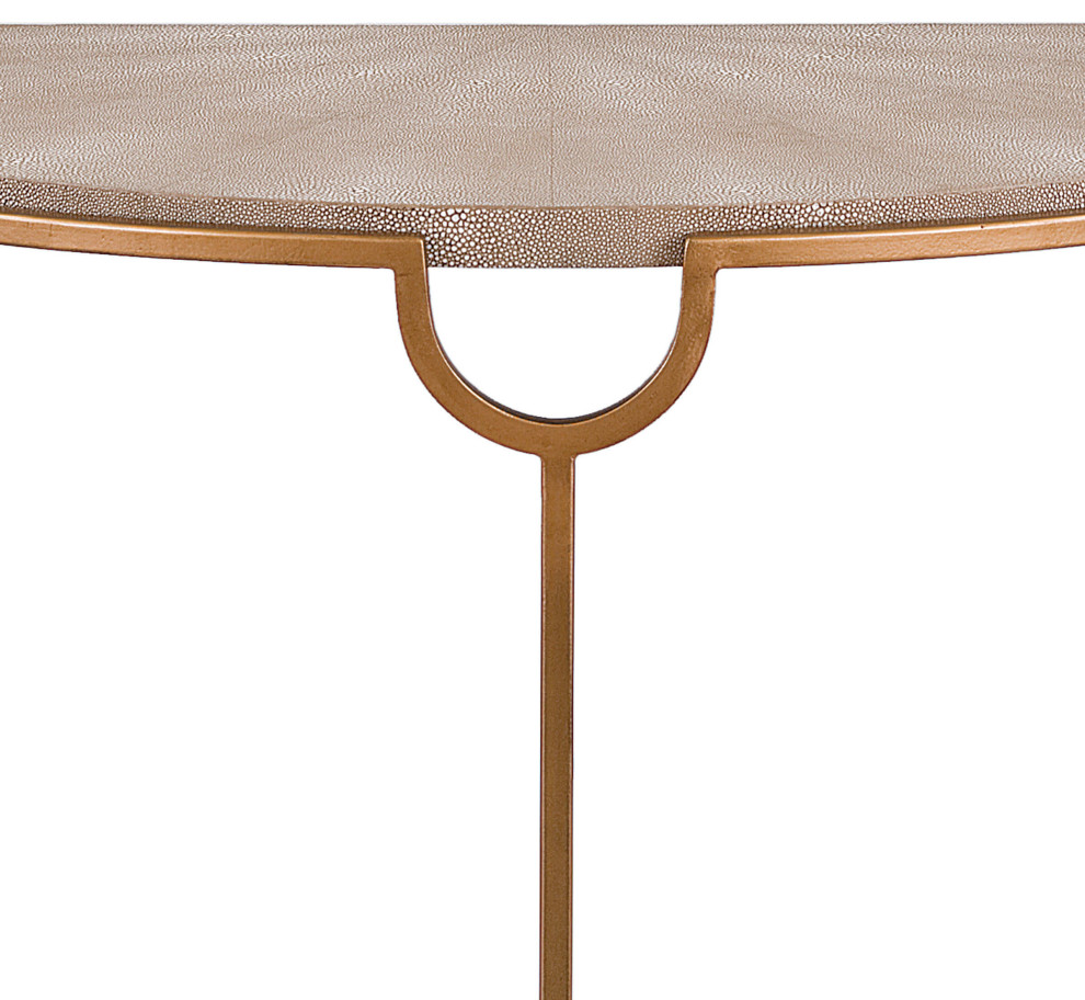 Vogue Shagreen Demilune Console  Ivory Gray and Brass   Contemporary   Console Tables   by Regina Andrew  Houzz