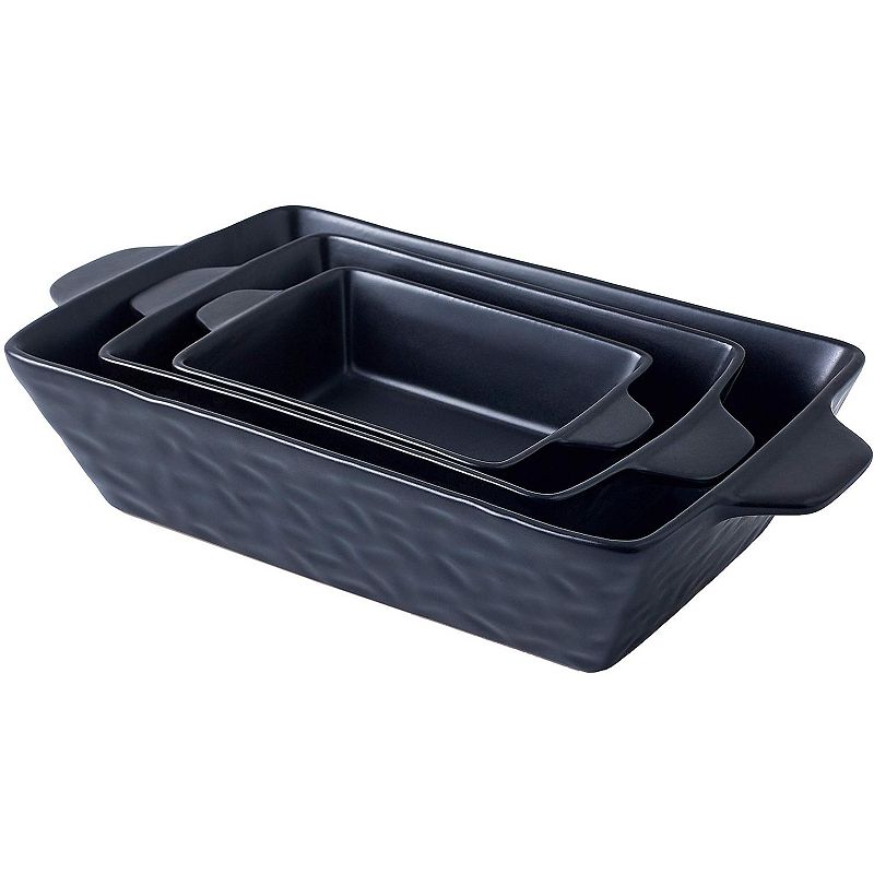 Ceramic Glaze Bakeware Set Baking Dish Oven Safe， Baking Pan Hammered Dish for Cooking， Lasagna Pan， Kitchen， Cake Dinner， Banquet and Daily Use