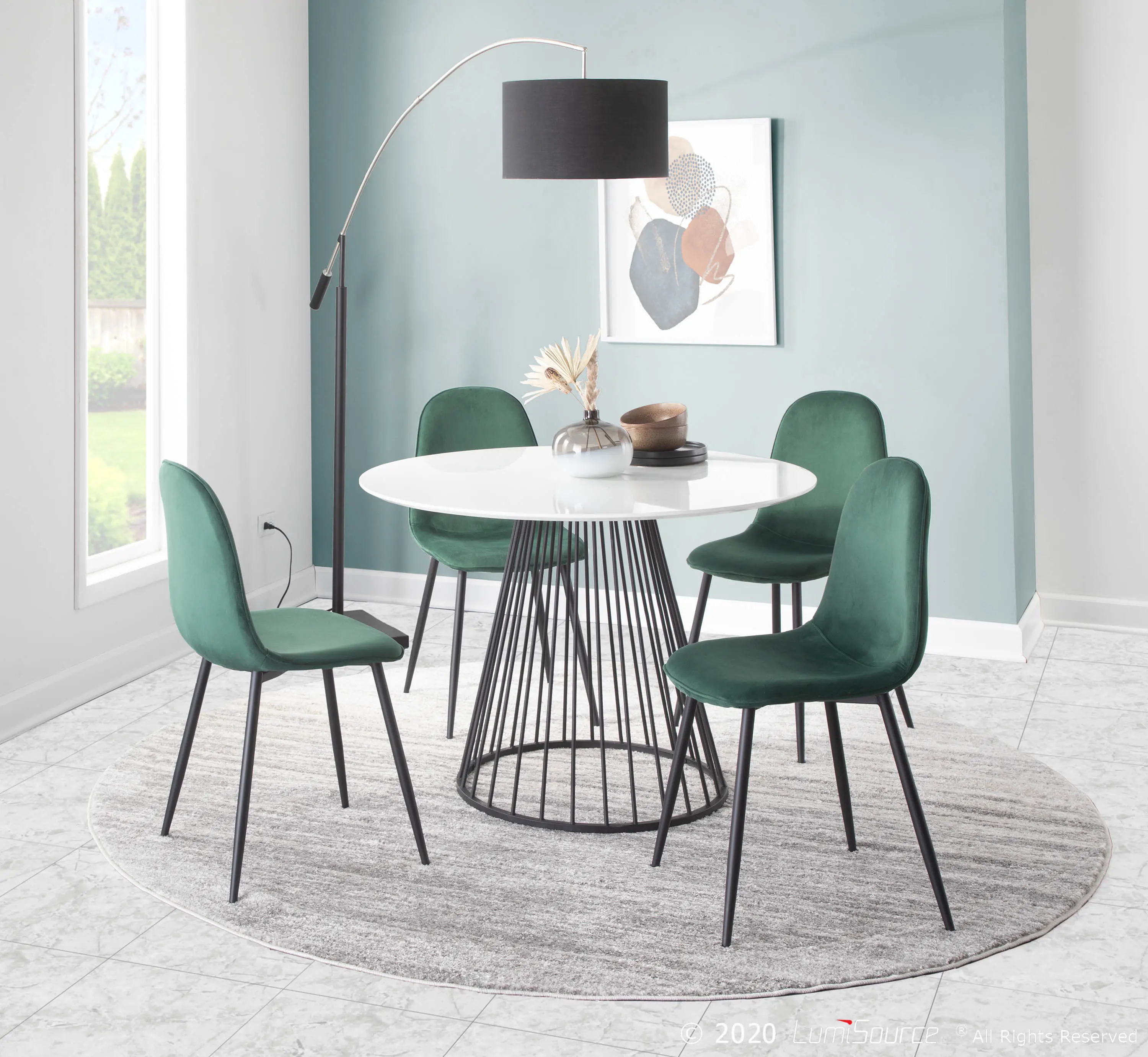 Pebble Green and Black Dining Room Chair (Set of 2)