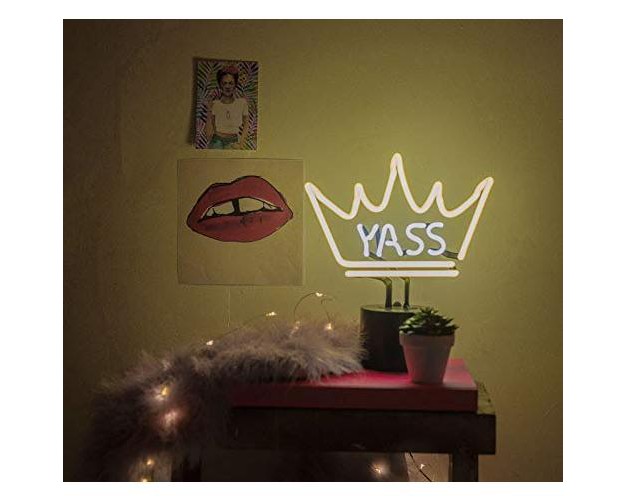 X 9 75 quot Neon Desk Yass Queen Neon Light Novelty Desk Lamp Yellow And White Glow