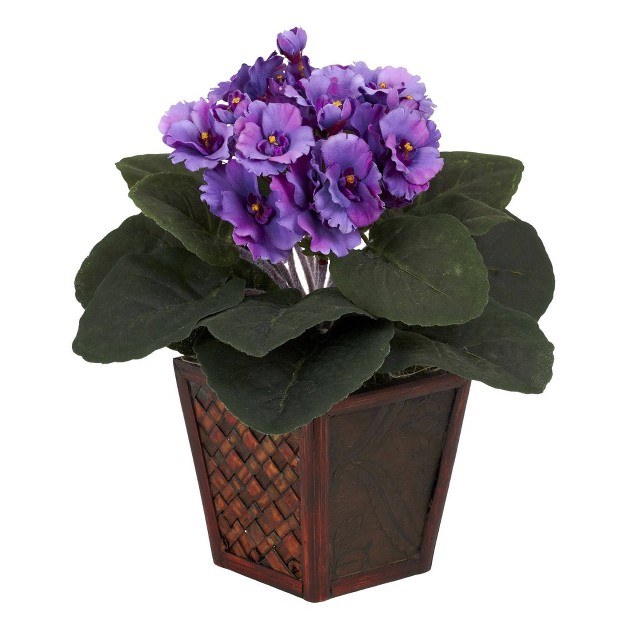 Nearly Natural 10 in African Violet W vase Silk Plant set Of 2