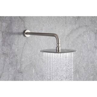 Mondawe Mondawell Round 3-Spray Patterns 10 in. Wall Mount Rain Dual Shower Heads with Handheld and Valve in Brushed Nickel MA-D96202BN