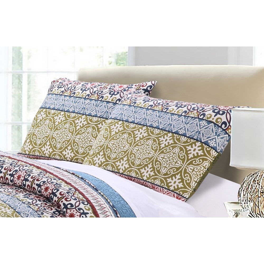 Greenland Home Fashions Shangri Lal Pillow 100% Cotton Pillow Shams  Set of 2