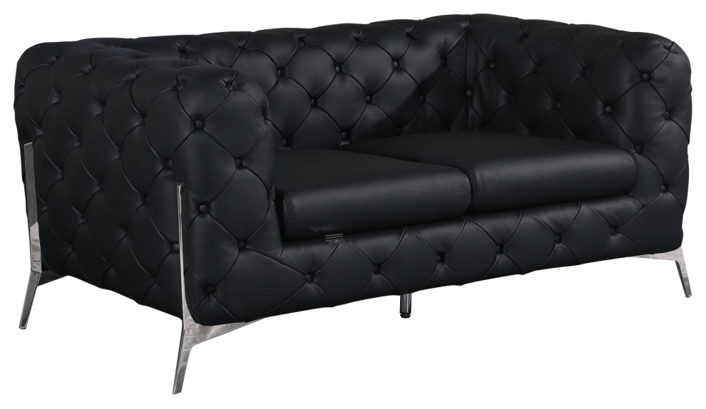 Angelica Italian Leather Loveseat   Midcentury   Loveseats   by Luxuriant Furniture  Houzz