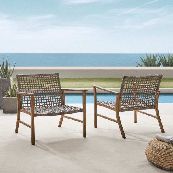 Ridley 2Pc Outdoor Wicker And Metal Armchair Set