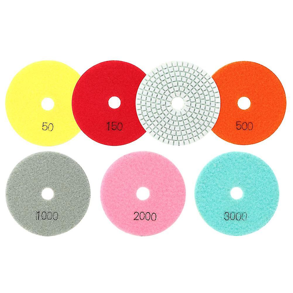 7Pcs Marble Resin Polishing Pad Soft Grinding Disc for Stone Ceramics Glass 100mm Diameter