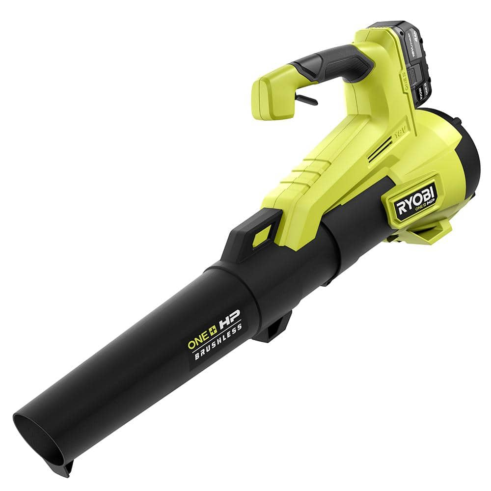 RYOBI ONE+ HP 18V Brushless 110 MPH 350 CFM Cordless Variable-Speed Jet Fan Leaf Blower w/ 4.0 Ah Battery and Charger P21120