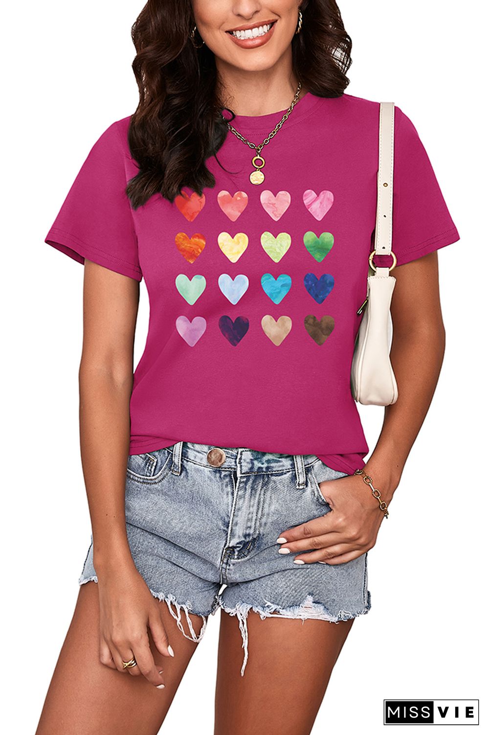 Watercolor Heart Tee, Heart Graphic Shirt Wholesale