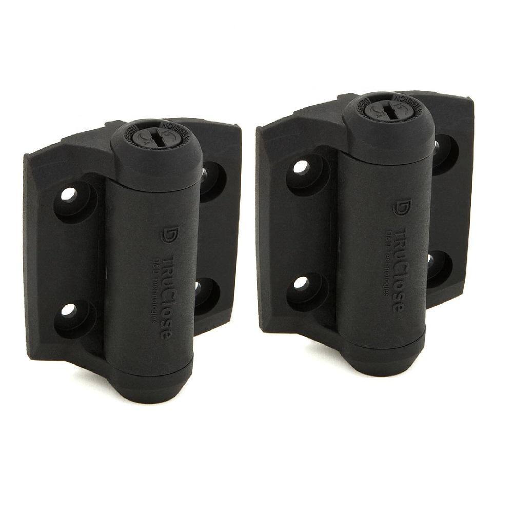 Tru-Close DD 2-78 in. x 3-34 in. Black Self-Closing Metal Gate Hinge (2-Pack) 50580