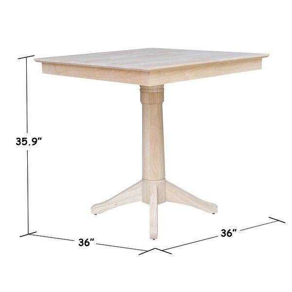 36 in x 36 in Square Top Pedestal Table - Unfinished