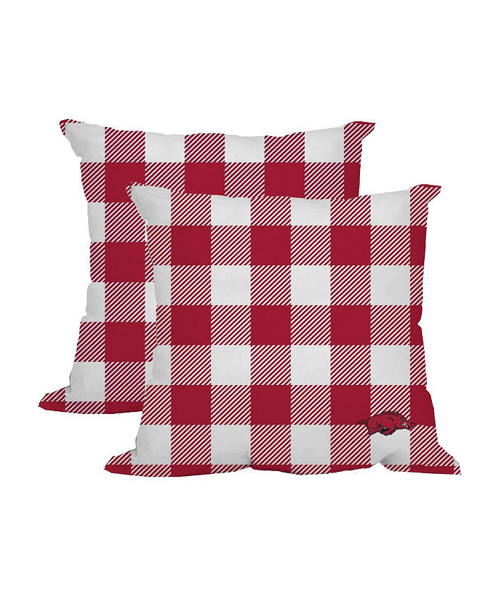 Logo Brands Arkansas Razorbacks 2-Pack Buffalo Check Plaid Outdoor Pillow Set