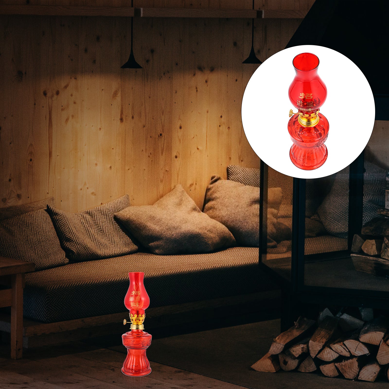 OUNONA 1pc Wedding Kerosene Lamp Home Kerosene Oil Lamp Chinese-style Red Oil Light