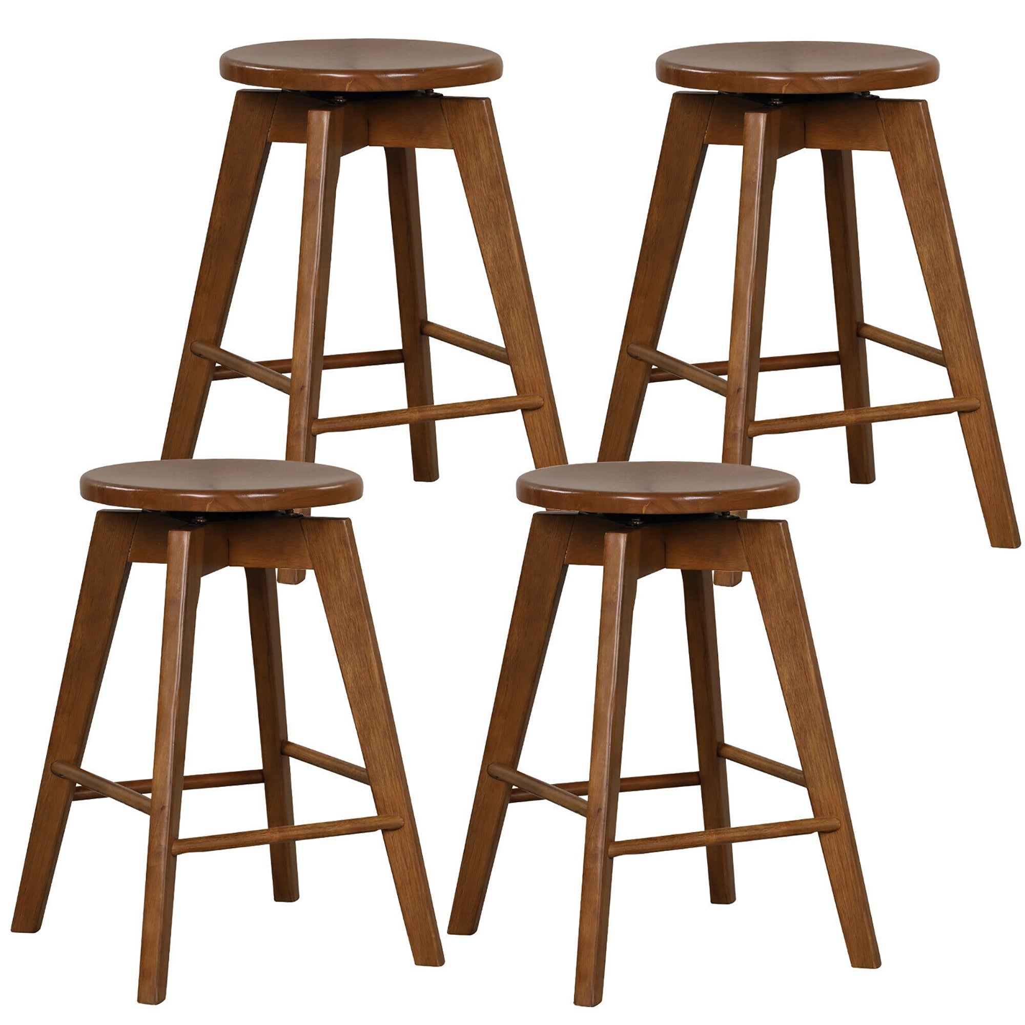 Gymax Set of 4 Swivel Round Bar Stools Counter Height Dining Chairs w/