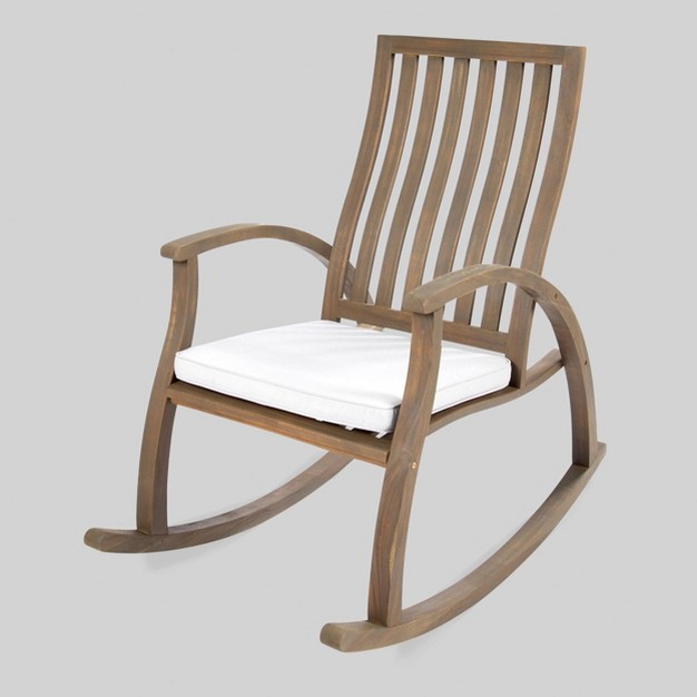 Cayo Acacia Wood Outdoor Patio Rocking Chair Christopher Knight Home