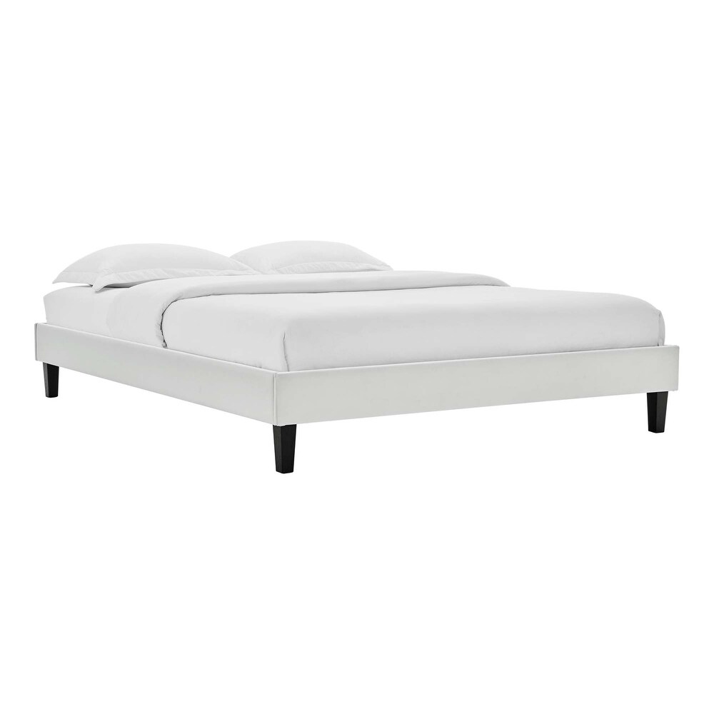 Modway Reign Performance Velvet Platform Bed Frame  Full  Navy